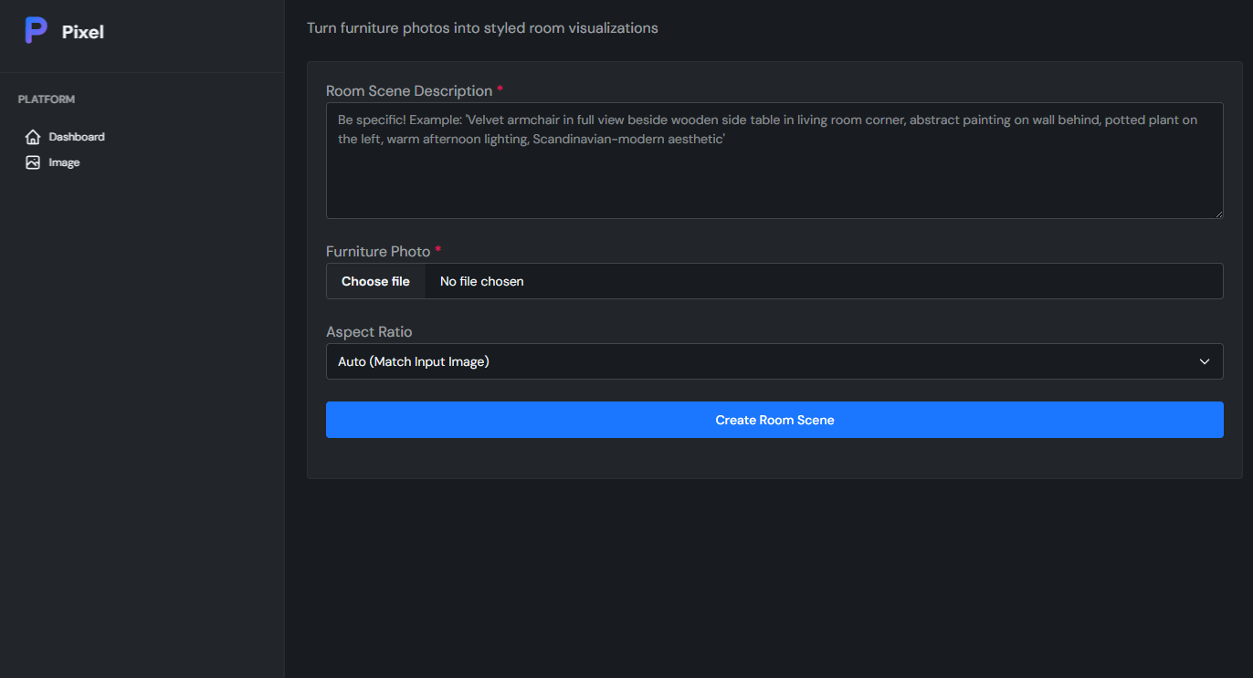 Simple upload interface - just describe your ad and upload an image
